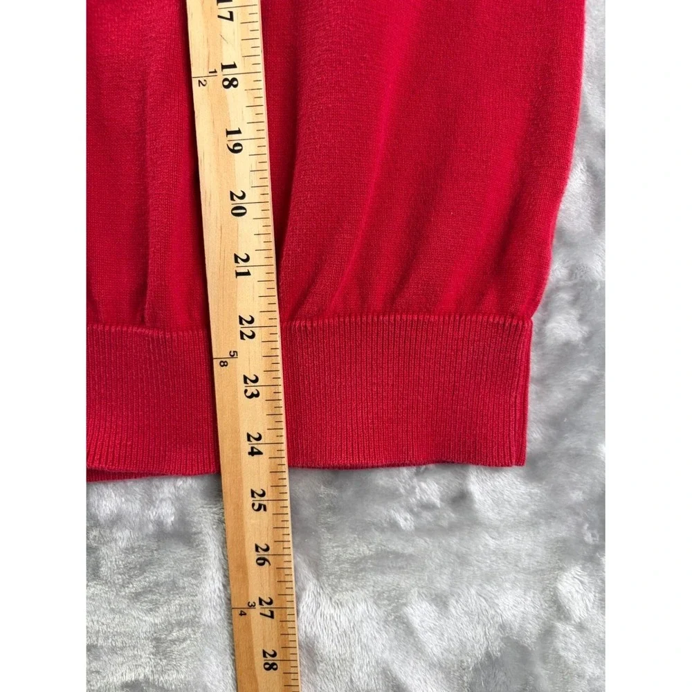 Lacoste Men's V-Neck Sweater Red Cotton Size 7 XL Embroidered Crocodile Logo‎